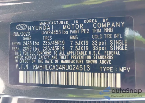 2024 Hyundai Kona Limited z USA, uszkodzony, nr VIN KM8HECA34RU024513